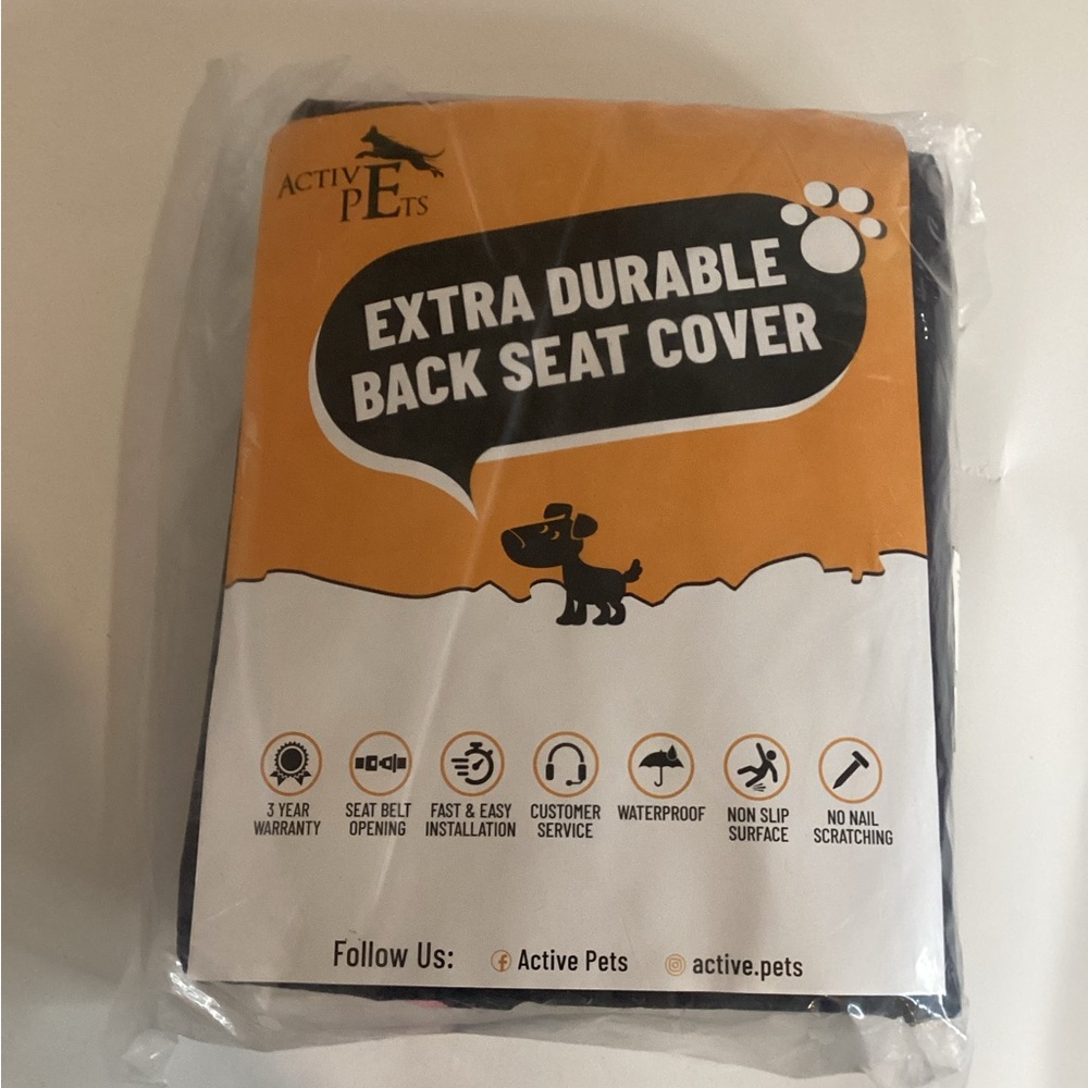 New Active Pets Back Seat Cover Protector for Dogs - Black Pink Extra Durable